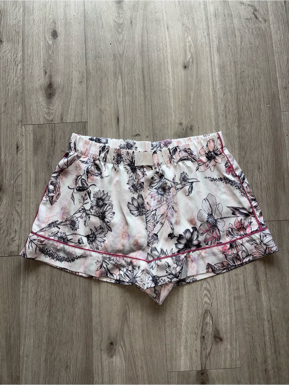 Victoria's Secret Floral Elastic-Waist Shorts with Pink Trim